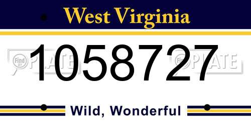 1058727 West Virginia License Plate