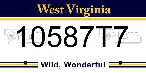 10587T7 West Virginia License Plate