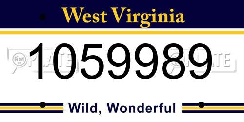1059989 West Virginia License Plate