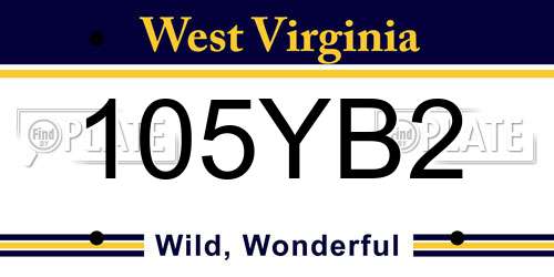 105YB2 West Virginia License Plate