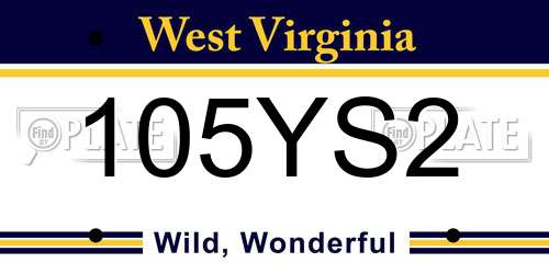 105YS2 West Virginia License Plate