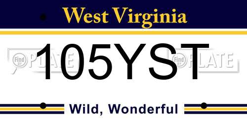 105YST West Virginia License Plate