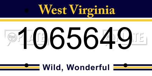 1065649 West Virginia License Plate