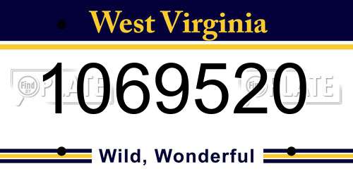 1069520 West Virginia License Plate