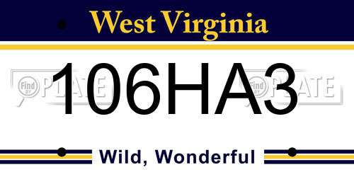 106HA3 West Virginia License Plate