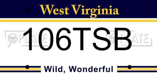 106TSB West Virginia License Plate