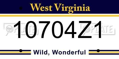 10704Z1 West Virginia License Plate