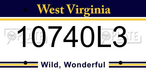 10740L3 West Virginia License Plate