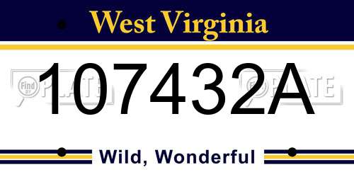 107432A West Virginia License Plate