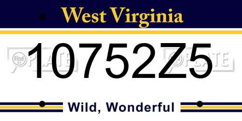 10752Z5 West Virginia License Plate
