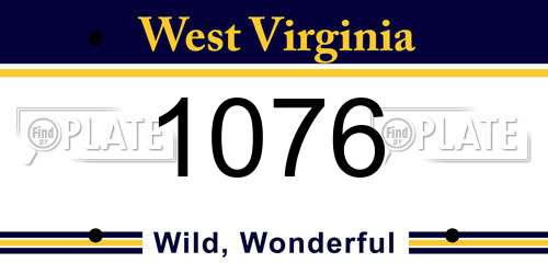 1076 West Virginia License Plate