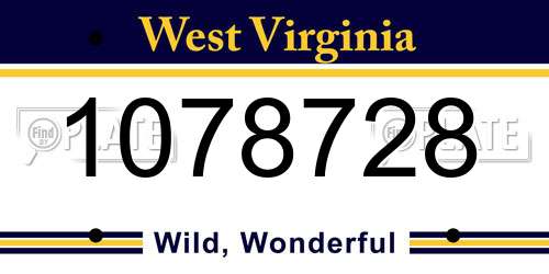 1078728 West Virginia License Plate