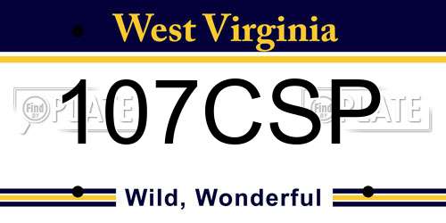 107CSP West Virginia License Plate