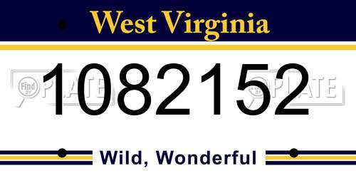 1082152 West Virginia License Plate