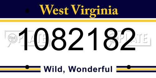 1082182 West Virginia License Plate