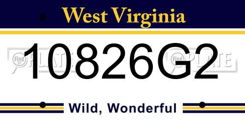 10826G2 West Virginia License Plate