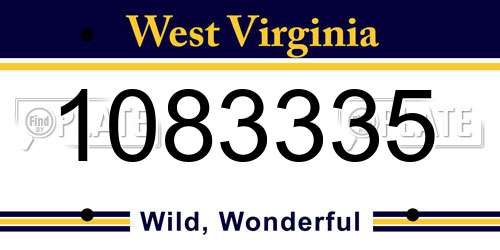 1083335 West Virginia License Plate