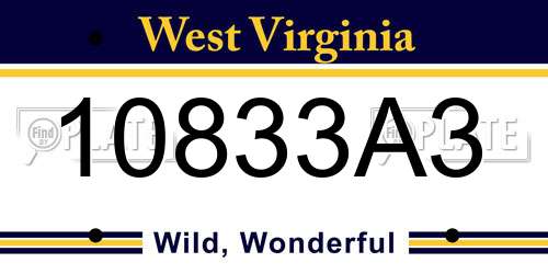 10833A3 West Virginia License Plate