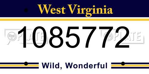 1085772 West Virginia License Plate