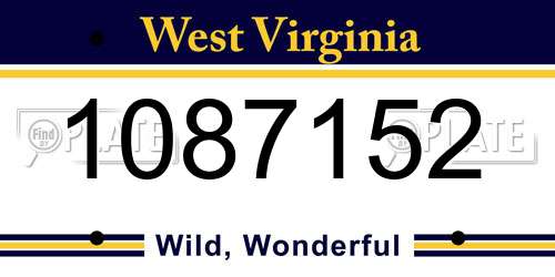 1087152 West Virginia License Plate