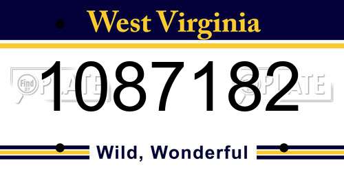 1087182 West Virginia License Plate