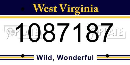 1087187 West Virginia License Plate