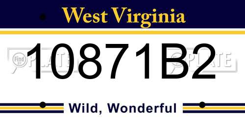 10871B2 West Virginia License Plate