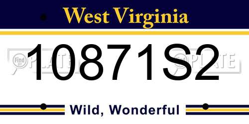 10871S2 West Virginia License Plate