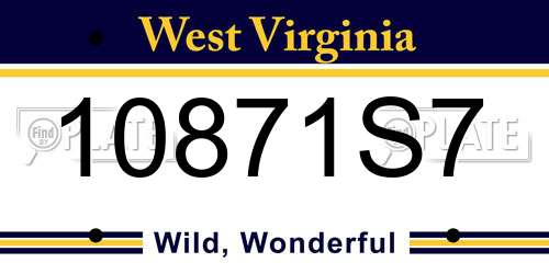 10871S7 West Virginia License Plate