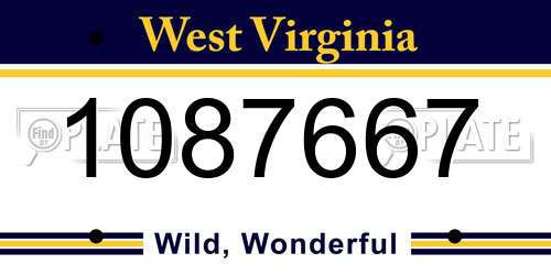 1087667 West Virginia License Plate