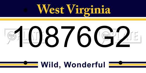 10876G2 West Virginia License Plate