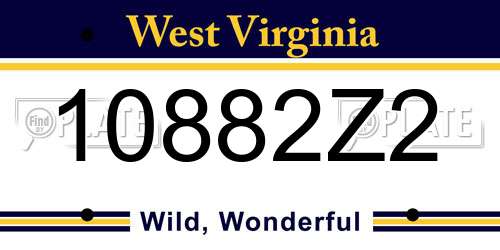10882Z2 West Virginia License Plate