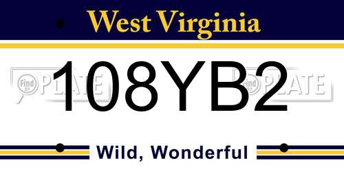 108YB2 West Virginia License Plate