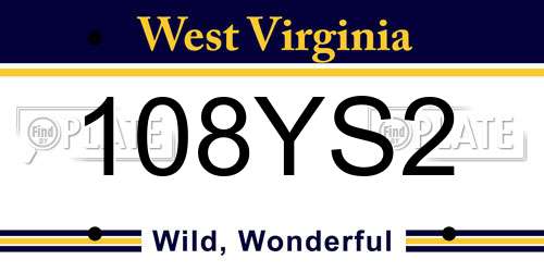 108YS2 West Virginia License Plate