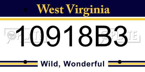 10918B3 West Virginia License Plate