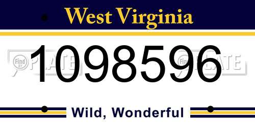 1098596 West Virginia License Plate