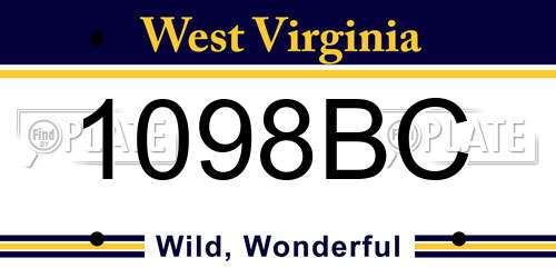 1098BC West Virginia License Plate