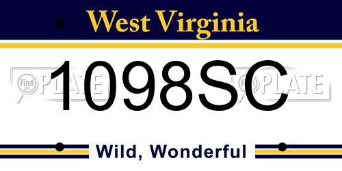 1098SC West Virginia License Plate
