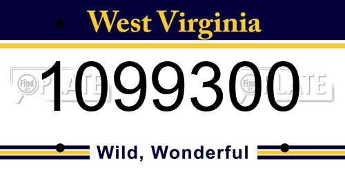 1099300 West Virginia License Plate