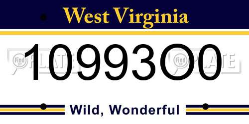 10993O0 West Virginia License Plate