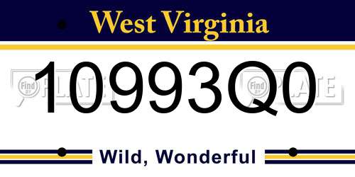 10993Q0 West Virginia License Plate