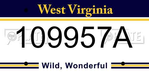 109957A West Virginia License Plate
