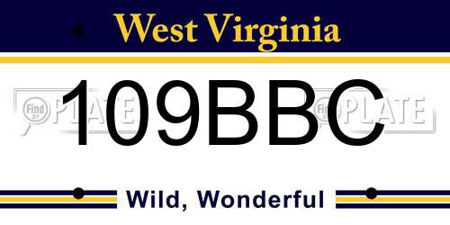 109BBC West Virginia License Plate
