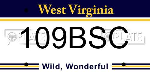 109BSC West Virginia License Plate