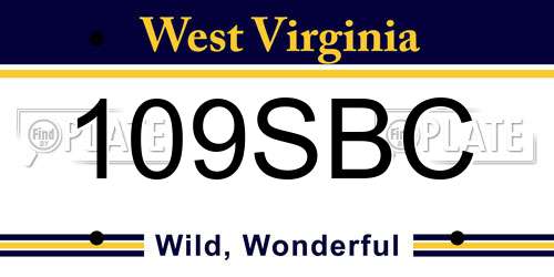 109SBC West Virginia License Plate