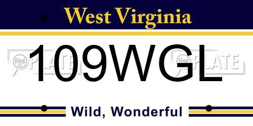 109WGL West Virginia License Plate