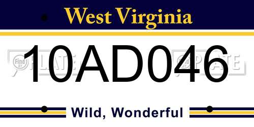 10AD046 West Virginia License Plate