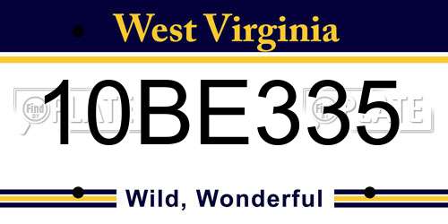 10BE335 West Virginia License Plate