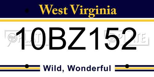 10BZ152 West Virginia License Plate