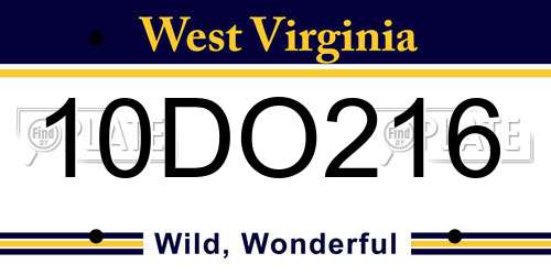 10DO216 West Virginia License Plate